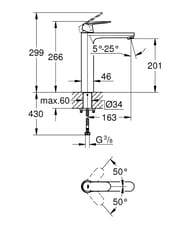 Смеситель для раковины Grohe Eurosmart Cosmopolitan 201 мм, однозахватный, XL-Size, хром 23921000