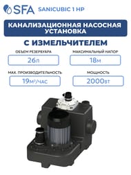 Насос SFA SANICUBIC 1 HP для унитаза, душа, умывальника, биде