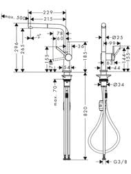 Смеситель Hansgrohe Talis M54 для кухни 270 вытяжной излив, 1jet, черный хром мат. 72808340 — изображение 2