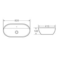 Раковина накладная BelBagno (820х410х140) овальная, c отверстием под смеситель, белая BB1347