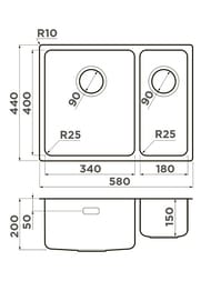 ����� Omoikiri TADZAVA 58-2-U/IF-IN-L (580�440�200) �������/����������� ������, ����. ����� 4993774
