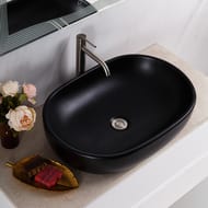 Раковина накладная BelBagno 600х420х140 овальная, без отв. под смеситель, черный мат. BB1084-H301