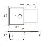 Мойка Omoikiri Daisen-78T PL (780х510х230) врезная, оборачиваемая, тетогранит, платина 4993525 — изображение 3