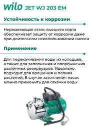 Насос поверхностный WILO JET WJ 203 EM 4081225