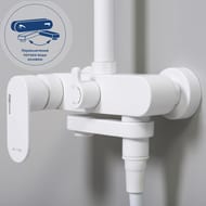 Душевая система WasserKRAFT A18501 однозахватный смеситель, верхний/ ручной душ, белый Soft-touch
