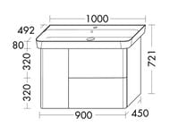 ����� � ��������� Burgbad Iveo 1000�492�721 LED, ������, 2+1 ��., 1 ��., ������� SFFR100RF2834G0169C0001*1