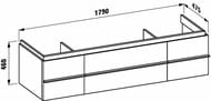 Тумба под умывальник Laufen CASE for Living Square 4.0136.1.075.464(475).1 (1790х475х460) 1 ящик, 2 дв., белый глян