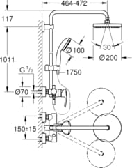 Душевая система Grohe Tempesta Cosmopolitan 26244001 смеситель, лейка, верхний душ, шланг, штанга