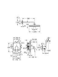 Душевая система Grohe Cubeo для душа, без встр. части, верхний и ручной душ, черный мат. 1053362430 — изображение 4