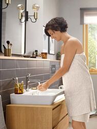 Смеситель для раковины Hansgrohe Rebris E 72557000 однозахватный, донный клапан, излив 109мм, хром — изображение 3
