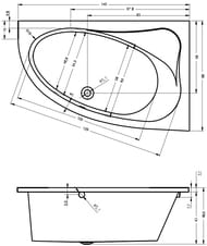 Ванна акриловая RIHO LYRA 140x90 L без гидромассажа, асимметричная левая (установка в правый угол)