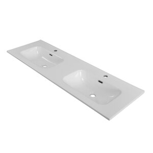 Умывальник мебельный BelBagno (1410х465х175) керамика, с двумя чашами, белый BB1400-2-ETL