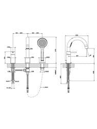 Смеситель Gessi Emporio Via Tortona 18637.031 для ванны трехсекционный, шланг 1,50м, лейка, хром — изображение 3