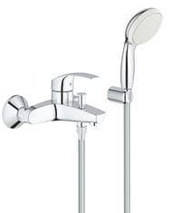 Смеситель для ванны/душа Grohe EuroSmart настенный, однорычажный, с душ. гарнитуром, хром 3330220A