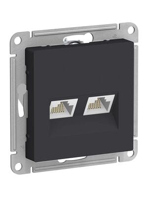 Розетка Systeme Electric ATLASDESIGN двойная компьютерная RJ45+RJ45 категория 5E карбон ATN001085