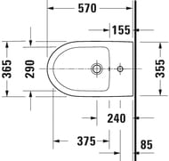 Биде напольное Duravit No.1 370х570мм, белый, отверстие под смеситель 22961000002