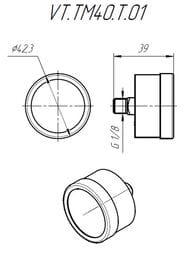 Манометр Valtec, 0-10 бар, 1/8", D40мм, заднее подключение (аксиальное), арт.VT.TM40.T.01