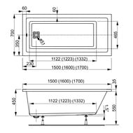Ванна акриловая VAGNERPLAST CAVALLO 160 (1600х700х450) прямоугольная, белая VPBA167CAV2X-04