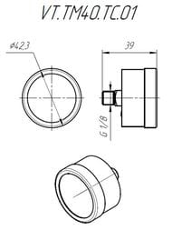 Манометр Valtec, 0-6 бар, 1/8", D40мм, заднее подключение (аксиальное), арт.VT.TM40.TC.01