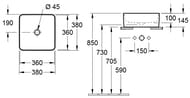 Раковина Villeroy&Boch Collaro (380х380) накладная, квадрат, белая 4A213801