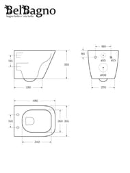 ������ ��������� BelBagno DUE 350x480x363 ������������, ������� soft close, ����� BB3103CHR/SC