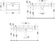 Умывальник DURAVIT VERO 800х470х175 отверстие под смеситель, перелив 0454800000