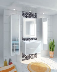 Тумба под раковину AQUATON Римини 80 1A226701RN010 792х500х445  подвесная, 2 ящика, белый глянец