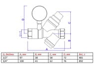 Подпиточный клапан VALTEC с фильтром и манометром 1/2", VT.515.N.04