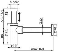 Сифон латунный RAVAK X01835 1 G 5/4"х46 мм, розовое золото
