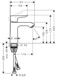 Смеситель Hansgrohe Metris 31084000 для умывальника с фиксированным изливом, без донного клапана