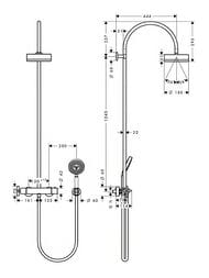 Душевая система Axor Citterio Showerpipe 39670 термостат, верхний и ручной душ, штанга, шланг 1,6м — изображение 2