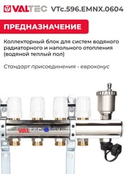 ������������ ������ VALTEC  4 ������, 1"�3/4" � �������������, ������ �������. VTc.596.EMNX.0604