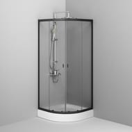 Душевой уголок AM.PM X-Joy Twin Slide (80х80х185) профиль мат. черный/прозрачное W88G-205-080BT64