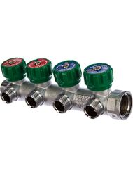 Коллектор регулируемый FAR 3/4"ВН на 4 отвода 1/2"EU евроконус-плоское уплотнение FK 3824 3412UN