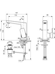 Ideal Standard Lux TONIC II ��������� ��� ����������� A6332AA �������������, ����� 150��, �/�, ����