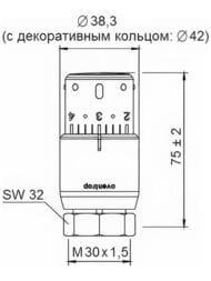 Термоголовка Oventrop "Uni SH" М30х1,5, 7-28*, белый,  1012066 — изображение 2