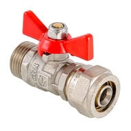 Кран шаровый 16х1/2''Н VALTEC BASE под обжим, красная бабочка VT.341.N.1604