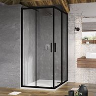 Душевой уголок RAVAK BLIX SLIM BLSRV2-80 (800х800х1950) раздвиж.двери, квадрат.,черный+Transparent