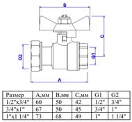 Кран шаровый с накидной гайкой VALTEC BASE 3/4"В-1"В, VT.241.N.0506