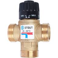 Термостатический смес. клапан STOUT для систем отопления и ГВС 1" НР 35-60°С KV 1,6 м3/ч