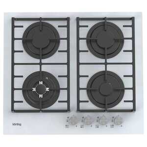 Газовая варочная панель Korting HGG 6825 CTW (590х520) 4 конфорки, белое стекло