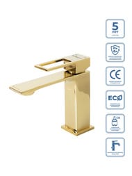 Смеситель на раковину BelBagno LUCE LUC-LVM-ORO однозахватный, с донным клапаном, золото — изображение 2