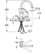 ��������� Grohe EuroStyle Cosmopolitan 31126004 ��� ����� ������������, ��������� ���������� �����, ����