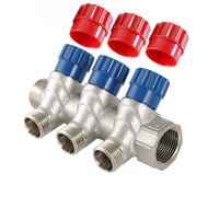 Коллектор VALTEC 3/4" на 3 подв.с вентилями 1/2"Н никель VTc.560.N.0503