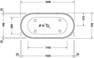 Ванна акриловая Duravit D-Neo 700486 1600х750 отдельностоящая, без перелива, 2 наклона спины, белая