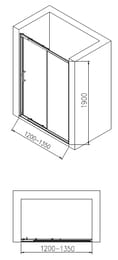 Душевая дверь BAND HOURS LOFT 120-135D (1200/1350x1900) прозрачное стекло/профиль хром