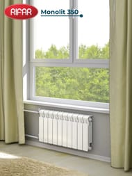 Радиатор биметаллический RIFAR Monolit 350 (425х800х100) 10 секций, 1380Вт, бок.подкл, белый