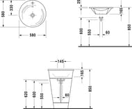 Умывальник DURAVIT STARCK 1 580х165 покрытие WG, отверстие под смеситель, перелив 04065800001