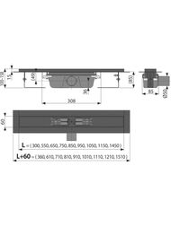 Душевой лоток Alcaplast APZ1BLACK-750 с сифоном L=750мм Н=100мм нерж.ст, для перфор.решетки