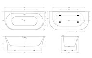 Ванна акриловая BelBagno BB711-1700-750 (1700х750х600) пристенная,полукруглая,белый